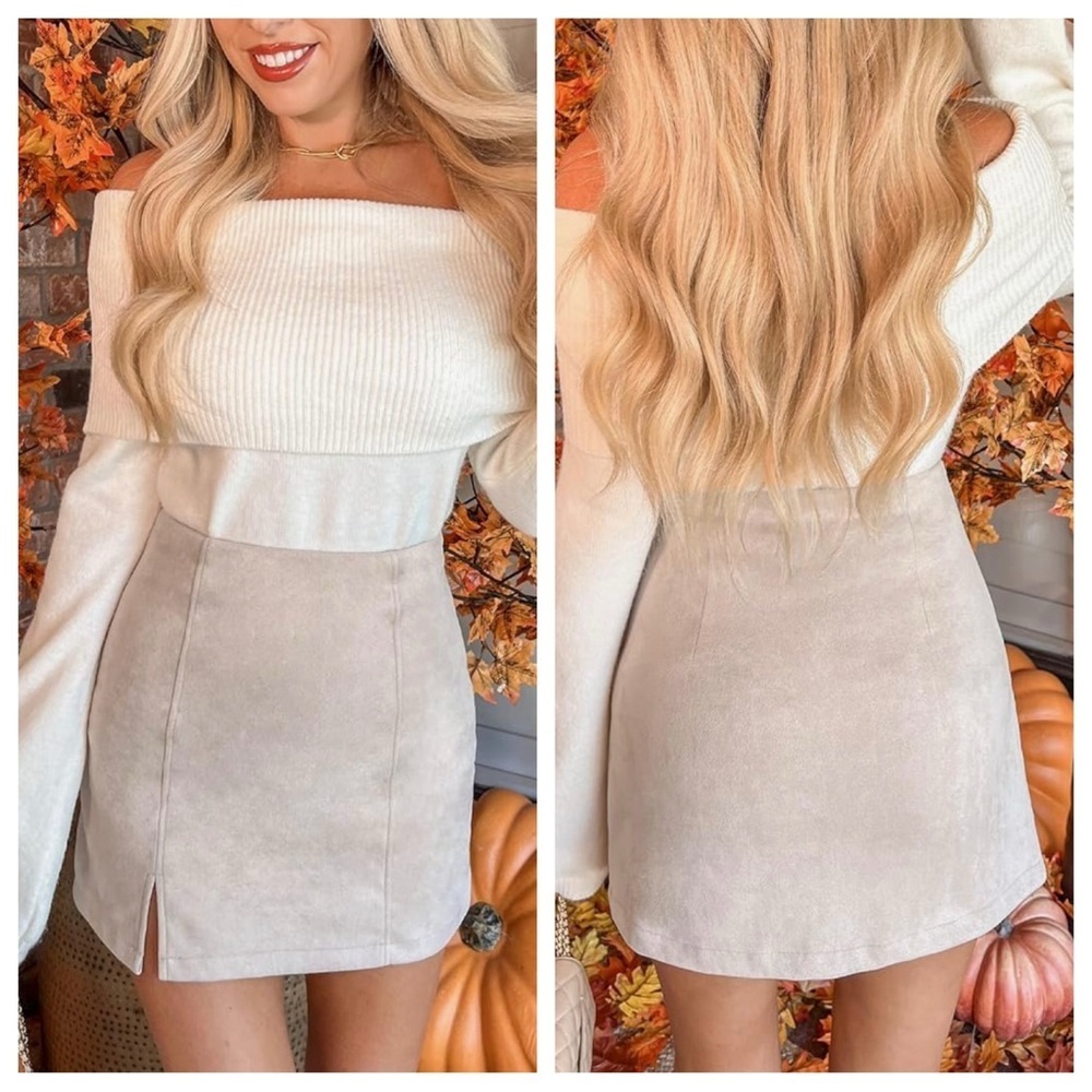 CUPSHE Skirt Women XL Vegan Suede High Waist Bodycon Silhouette Mini Skirt